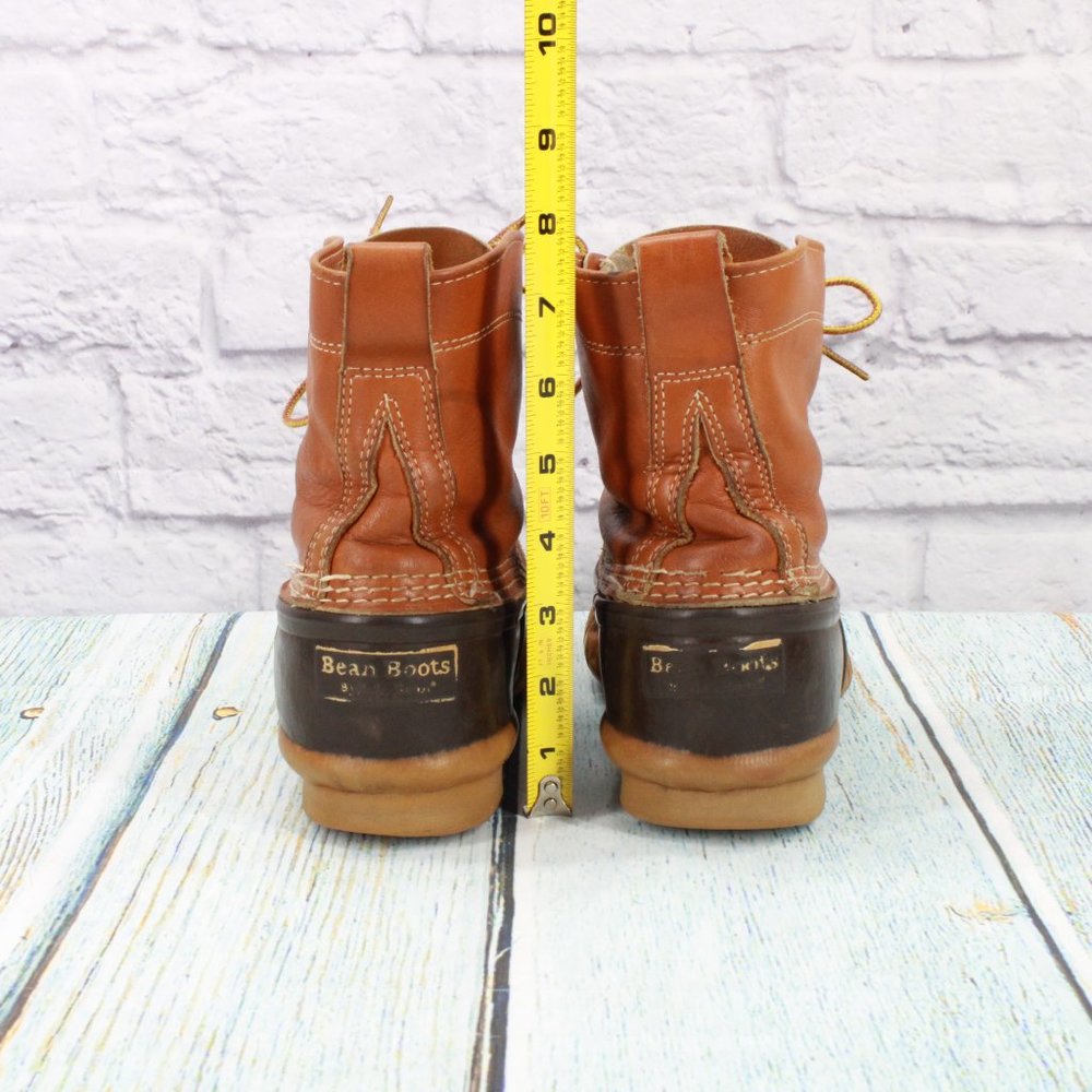 Vintage LL Bean 8" Brown Leather Unlined Duck Boots Size 9 M - Picture 7 of 9